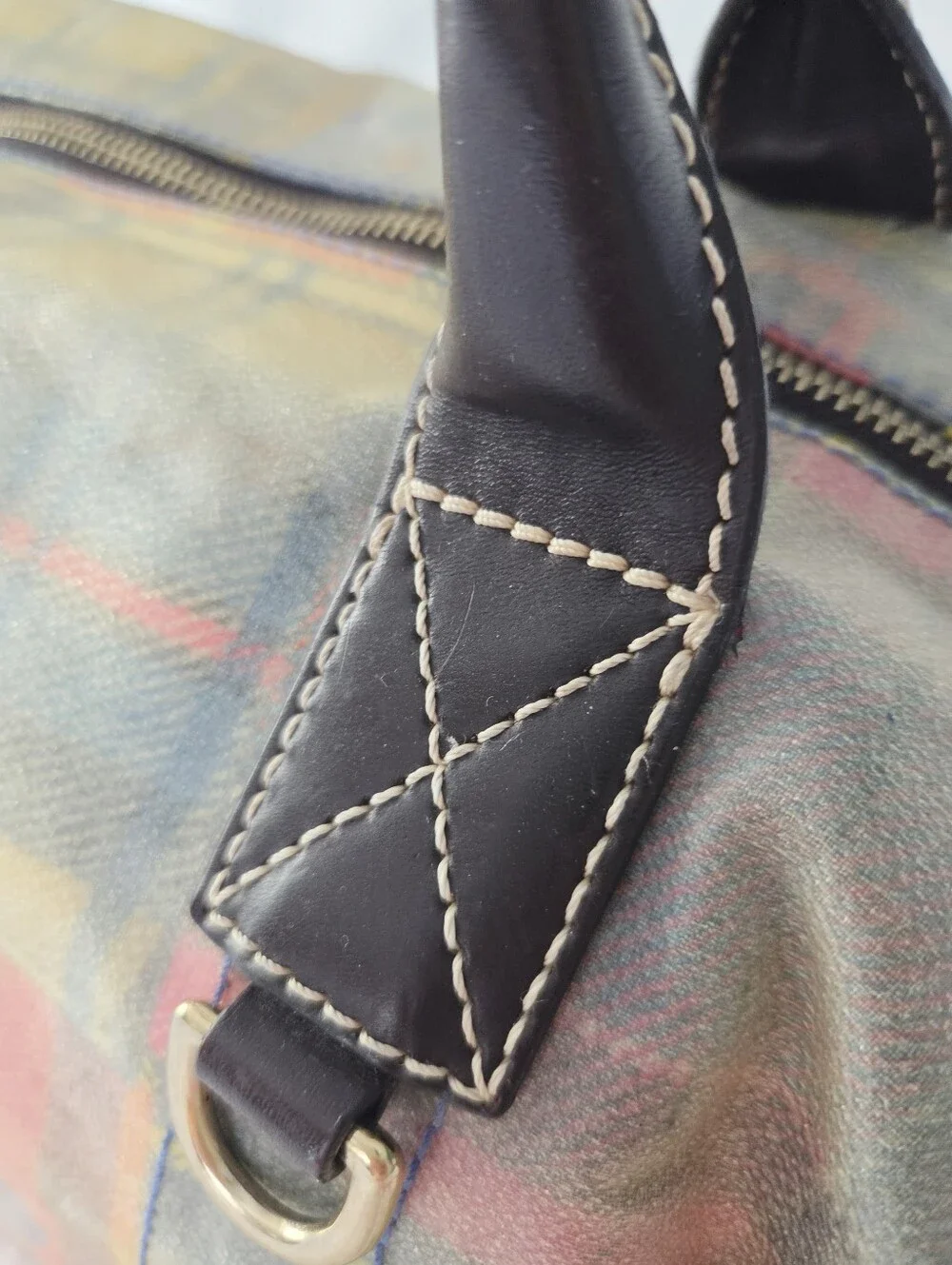 Vintage Dooney & Bourke Plaid Ladybug Madras Plaid Satchel, 1975